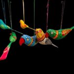 Unique, Handcrafted, Papermache hanging birds influenced by pattachitra art (pack of three) Image