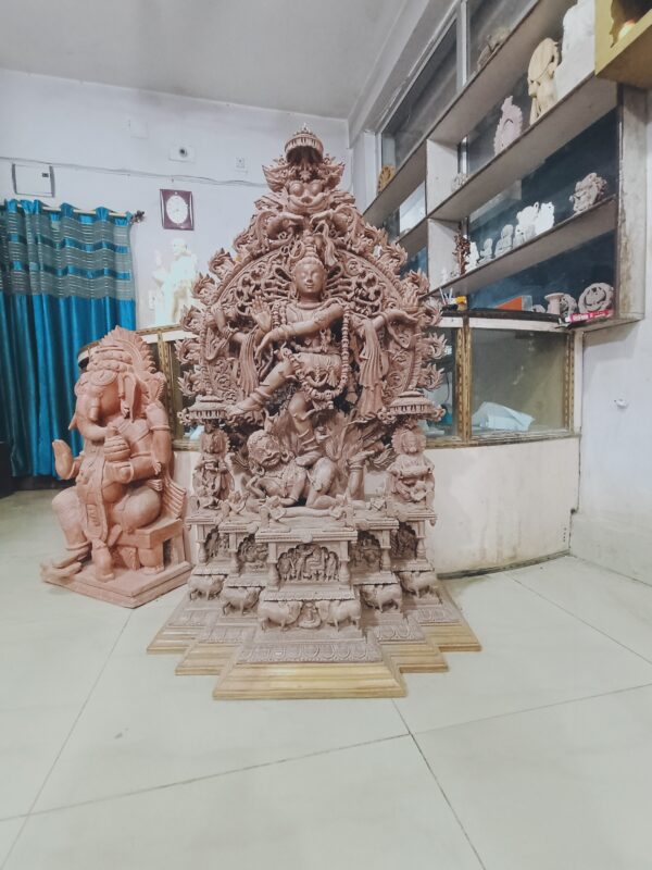 Unbelievable Stone Sculpture: Nataraja Statue in Pink Stone - Image 2