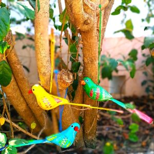(Pack of 3) Uniuque,Handcrafted, paper-mache, hanging birds inspired by pattachitra art