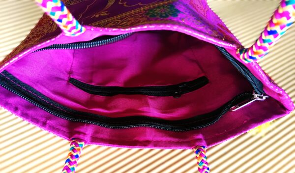 ( Set of 3) Elegant, Traditional, Banarasi Hand-Bags, 10x10inch - Image 7