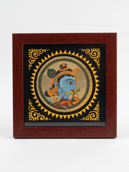 Collectible, hand-crafted, Krishna face on palm leaf, L-15cm, W-15cm