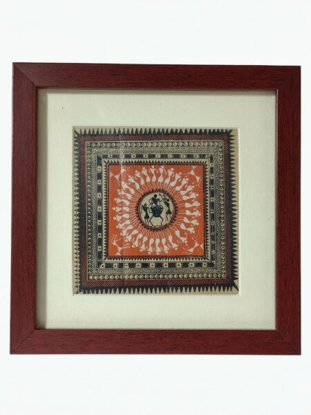 Elegant, hand-crafted, tribal art on silk, wall decor, L-18cm, W-18cm