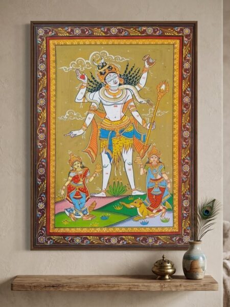 Beyond belief, Incredible, Lord Mahadev Pattachitra painting,(20x14) inch, Unframed