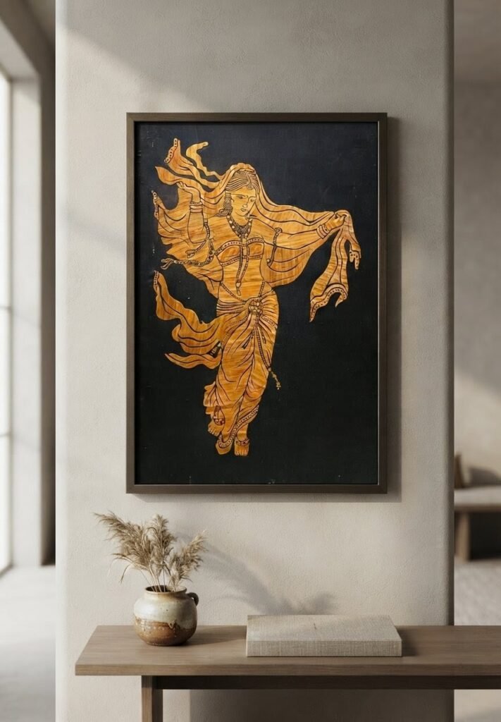 Exquisite, Vintage, Bharat-Mata , Paddy straw art (46x30) inch, Unframed