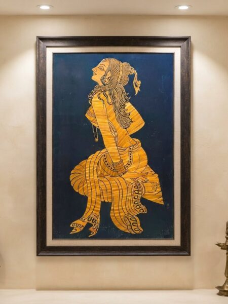 Angelic Lady, paddy straw art, (46x30) inch, Unmounted