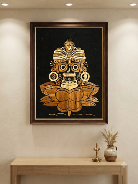 Remarkable, Genuine, Lord Jagannath, paddy straw art (16x12) inch, Unframed