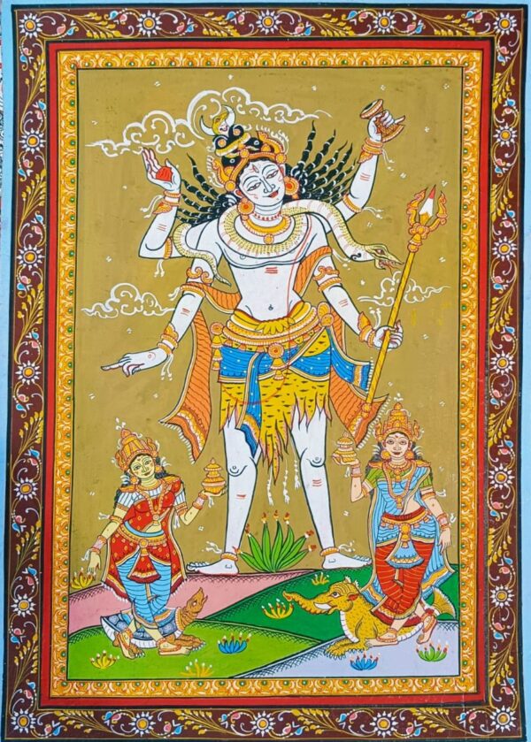 Beyond belief, Incredible, Lord Mahadev Pattachitra painting,(20x14) inch, Unframed - Image 2