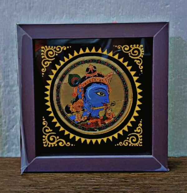 Collectible, hand-crafted, Krishna face on palm leaf, L-15cm, W-15cm - Image 5