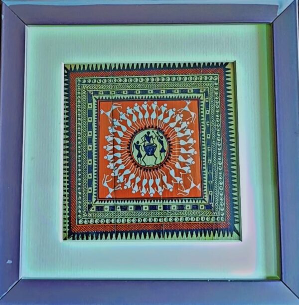 Elegant, hand-crafted, tribal art on silk, wall decor, L-18cm, W-18cm - Image 2