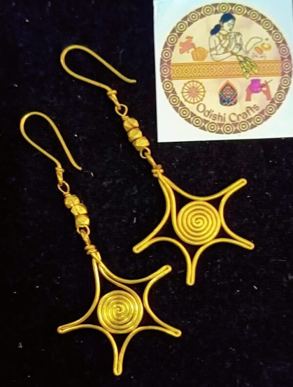 Exclusive, Hand-made, Dokra spiral web shape earrings