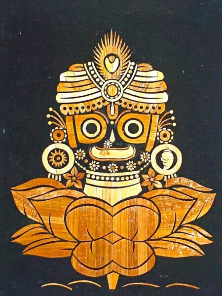 Remarkable, Genuine,  Lord Jagannath, paddy straw art (16x12) inch, Unframed