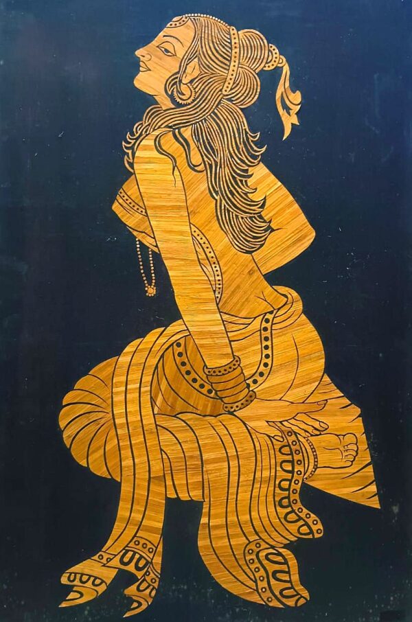 Angelic Lady, paddy straw art, (46x30) inch, Unmounted