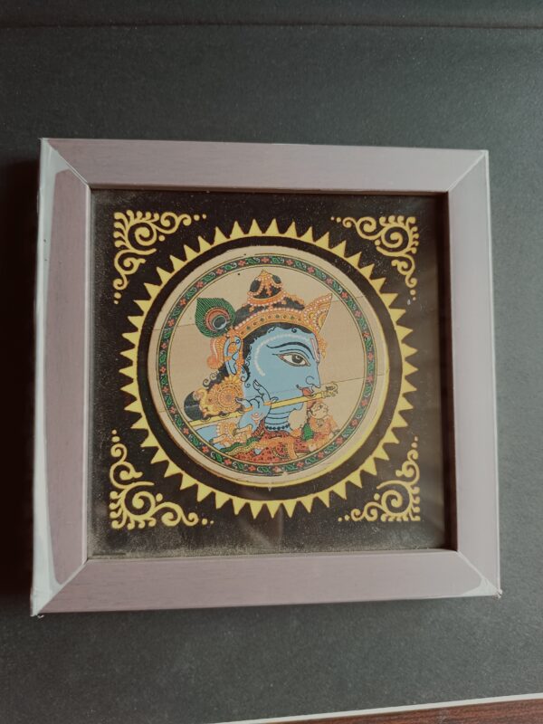 Collectible, hand-crafted, Krishna face on palm leaf, L-15cm, W-15cm - Image 4