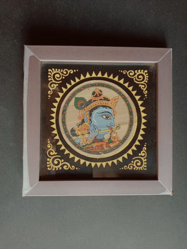 Collectible, hand-crafted, Krishna face on palm leaf, L-15cm, W-15cm - Image 2