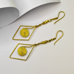 Exquisite, Handcrafted, Dokra spiral diamond shape earrings