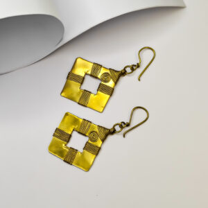 Authentic, Exquisite, Hand-made, ( square patri), Tribal Dokra earrings