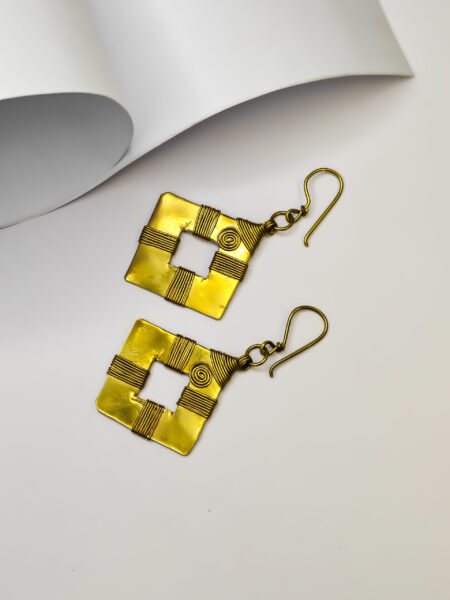 Authentic, Exquisite, Hand-made, ( square patri), Tribal Dokra earrings