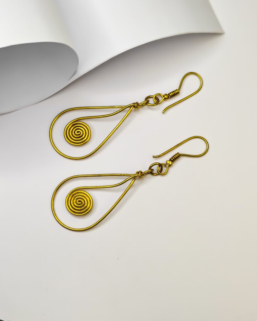 Traditional, Unique, Hand-made, Dokra spiral egg shape earrings