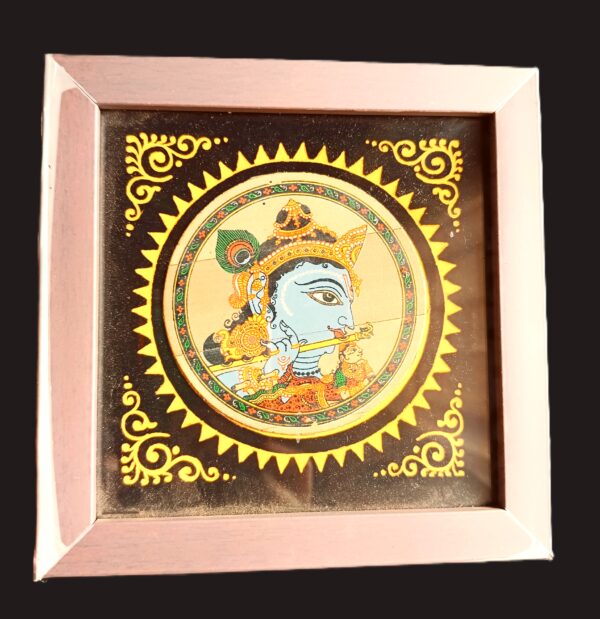Collectible, hand-crafted, Krishna face on palm leaf, L-15cm, W-15cm - Image 3