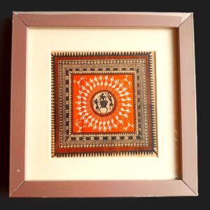 Elegant, hand-crafted, tribal art on silk, wall decor, L-18cm, W-18cm