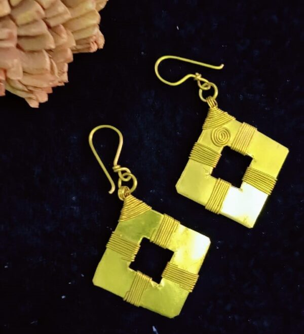 Authentic, Exquisite, Hand-made, ( square patri), Tribal Dokra earrings