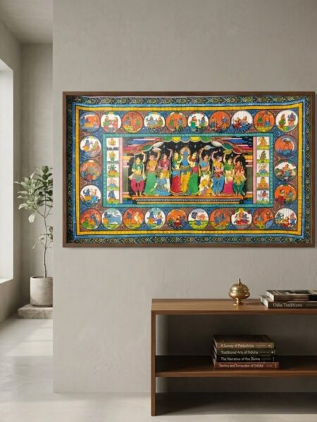 Exceptional, Unparalleled, Krishna-Leela Pattachitra Art (5/3 ft)