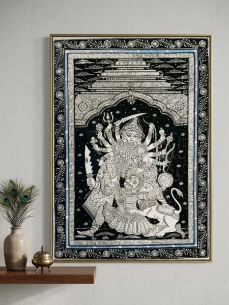 Timeworn, Artistry, Maa Durga pattachitra Art (19x13) inch