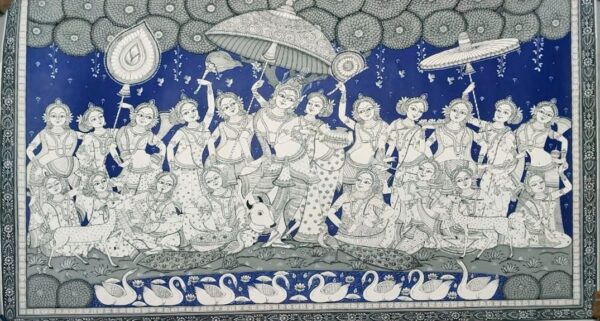 Classical, Unique, Pattachitra Art figurine of Radha-Krishna Raas Leela(22x15) inch - Image 2