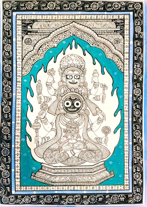 Extraordinary, Collectible, Lord Jagannath ji, Pattachitra Art,(19x13) inch - Image 2