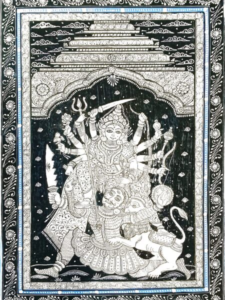 Timeworn, Artistry, Maa Durga pattachitra Art (19x13) inch