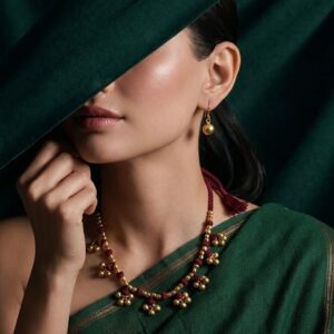 Handcrafted Odisha Tribal Dhokra Floral Cluster Necklace with Earrings