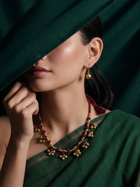 Handcrafted Odisha Tribal Dhokra Floral Cluster Necklace with Earrings