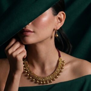 Handcrafted Odisha Tribal Dhokra Beaded Choker Necklace & Earrings