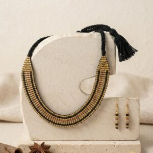 Handcrafted Odisha Tribal Dhokra Choker Necklace with Earrings