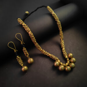 Necklace choker brass beads and balls with er black