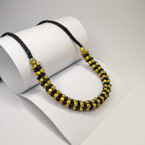 Necklace Choker double colour with black beads