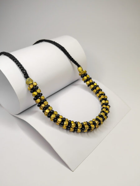 Necklace Choker double colour with black beads