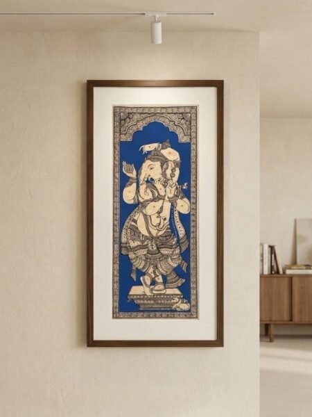 Hand Painted Ganesha on Silk Cloth – Traditional Indian Art