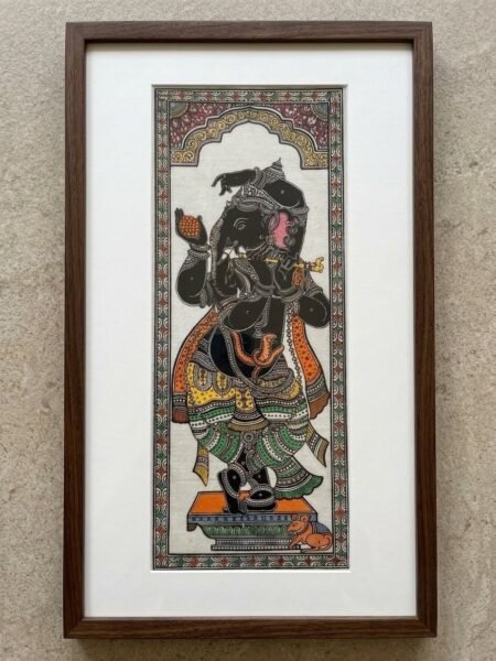 Hand Painted Ganesh on Silk Cloth – Indian Art & Home Decor