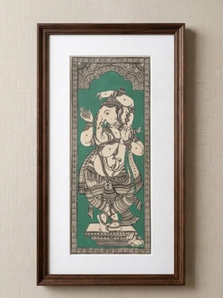 Handmade Lord Ganesha Silk Painting – Traditional Indian Art