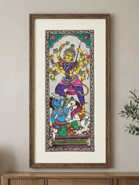 Durga maa Handmade Silk Art | Hand-Painted Silk Cloth Artwork