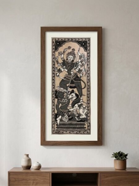 Maa Durga Silk Art – Traditional Goddess Durga Painting on Silk Cloth | Odisha Handicraft