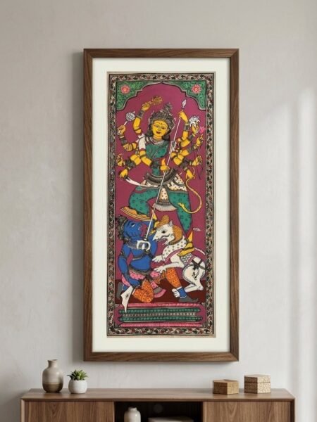 Maa Durga Silk Art – Traditional Goddess Durga Painting on Silk Cloth | Odisha Handicraft