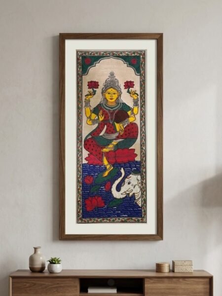 Maa Saraswati Silk Art – Traditional Goddess Saraswati art on Silk Cloth | Odisha Handicraft