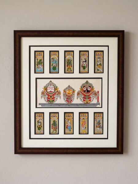 Authentic Framed Palm Leaf Pattachitra Art – Lord Jagannath & Dashavatara Wall Decor